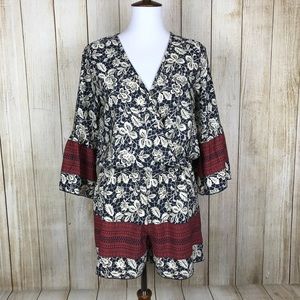 Orange Creek Floral Print Crossover Romper Size S